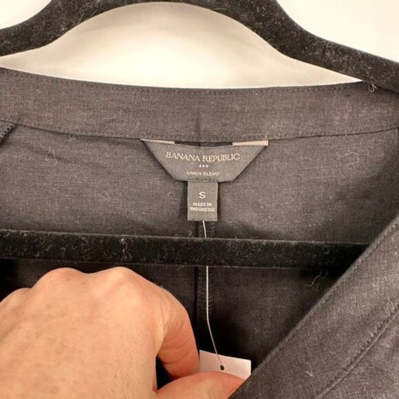 NWT Banana Republic Linen Tie Back Black Split Hem Blouse Small - Picture 12 of 15